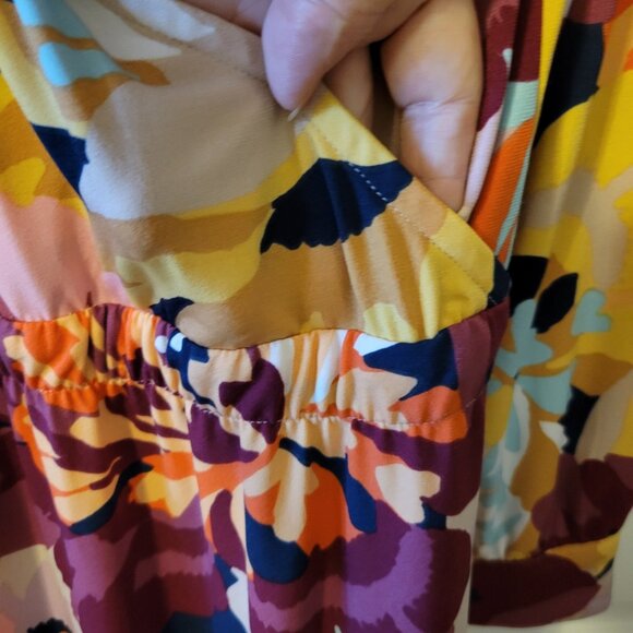 G.I.L.I. Knit Maxi Dress Multi Floral Print Jetsetter Long Sleeve - NWOT Med. - Picture 3 of 10